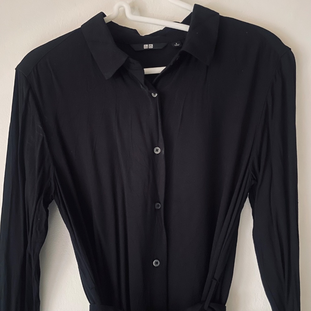 Uniqlo S Black Midi Shirt Dress - Picture 4 of 9